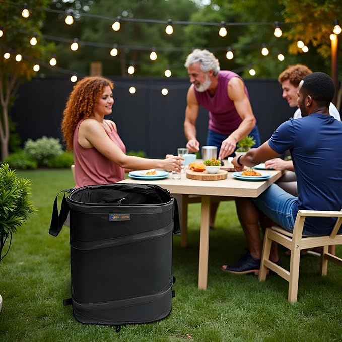 YUDI & GARDEN 19 Gallon Square Collapsible Yard Waste Bin, Collapsible Trash Can, Camping Trash Can - for Collecting Weeds or Leaf or Yard and Party Waste