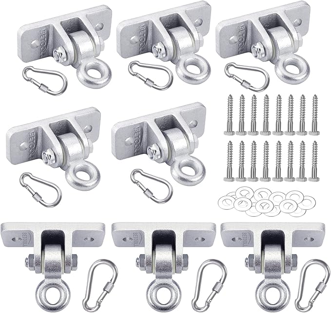 BETOOLL Swing Hangers Heavy Duty Wooden Swing Set Accessories with Screws and Locking Snap Hooks 10000 lb Capacity Set of 8