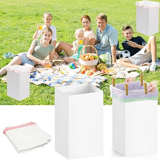 5 Pack Disposable Trash Cans 13 Gallon Reusable Garbage Cans Large Portable Cardboard Recycling Bins for Party Wedding Picnic, (13.5" L x 10.0" W x 21.7" H)