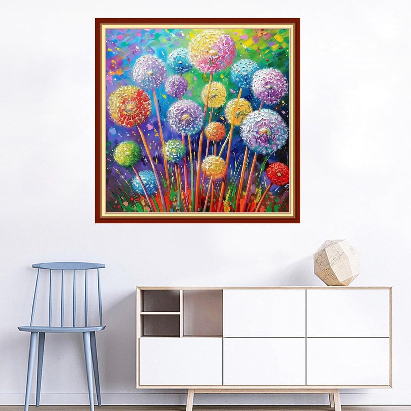 Joyhoor Cross Stitch Kits for Beginners Stamped Cross-Stitch Supplies Needlework preprint Embroidery Kits for Adults DIY Needlepoint Kits Embroidery Patterns 11CT-Colorful Dandelion 18x18 inchs