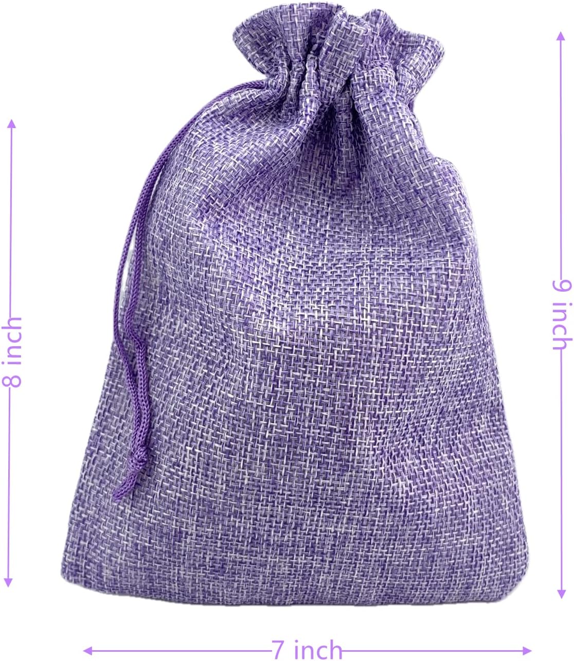 Palmhomee Pack of 25 Burlap Gift Bags with Drawstring Linen Jewelry Pouches Wedding Hessian Jute Bags for Birthday and Treat Pouches Party Wedding Favors Gift (7x9 Inch, Lavender)