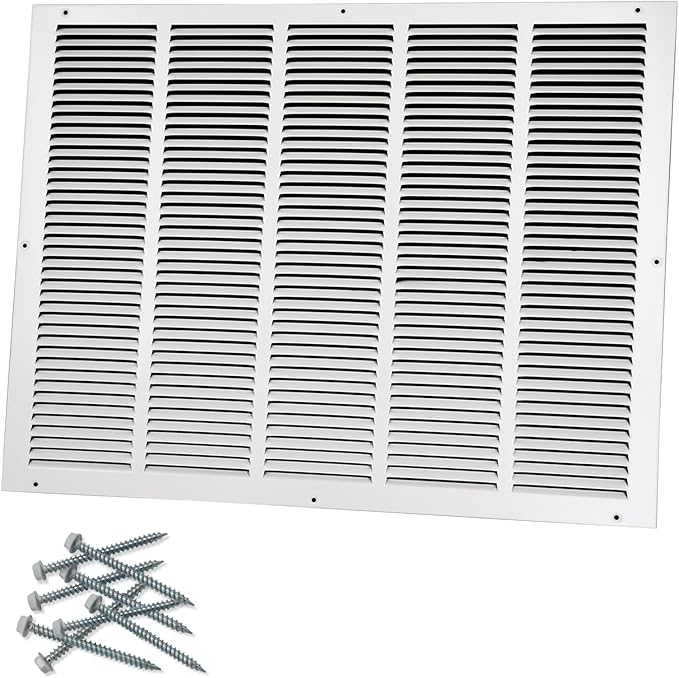 25"W x 20"H [Duct Opening Size] Steel Return Air Grille, Air Return Vent Cover for Ceiling and Sidewall - HVAC Air Vent Covers - [Outer Dimensions: 26.75"W x 21.75"H]