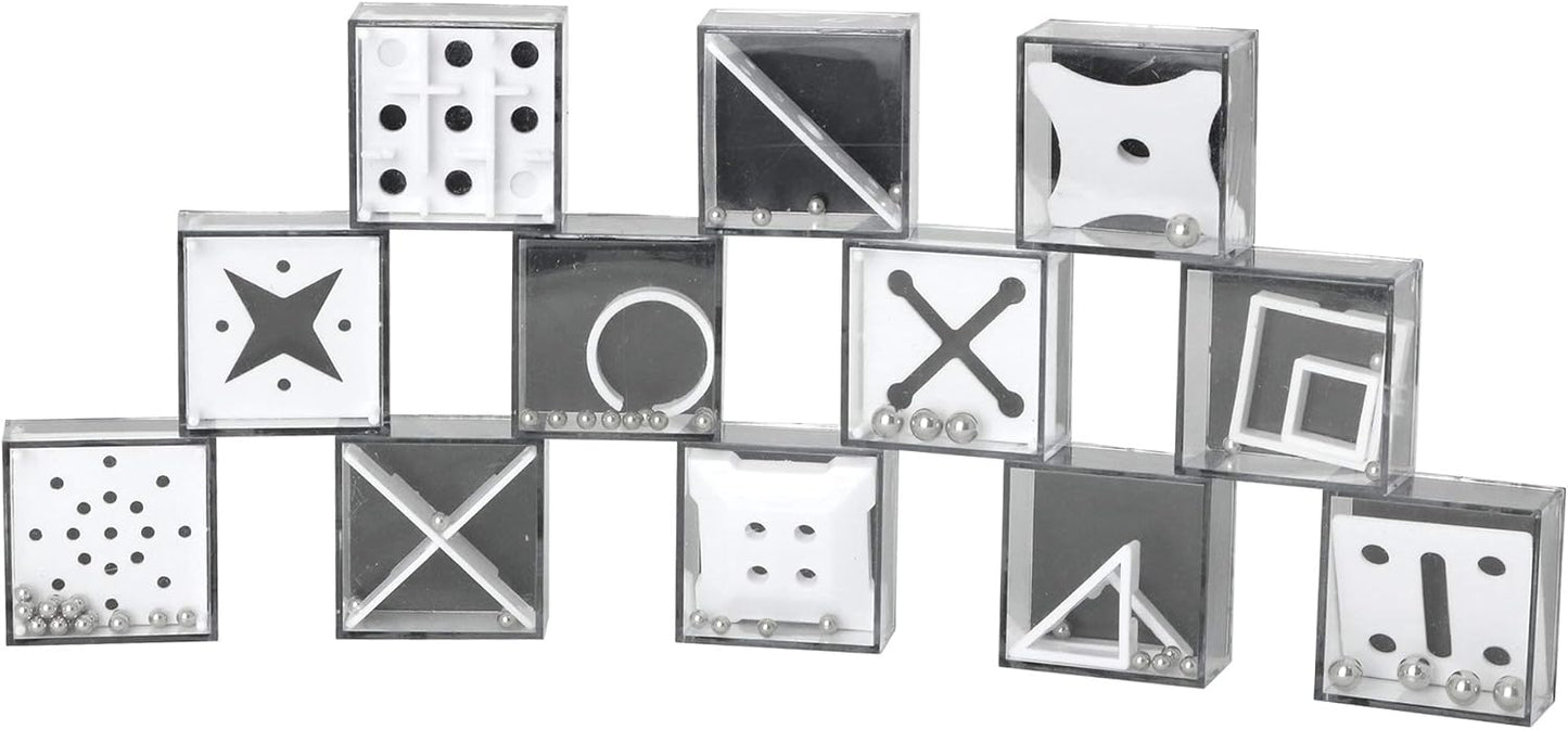 Balance IQ Party Favor Games - Cube Puzzle Stocking Stuffers for Kids and Adults - 12 Puzzles