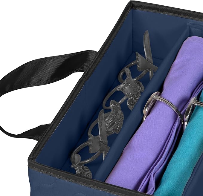 Flatware Storage Case - Durable 5 Compartment Silverware Storage Container Box with Removable Lid and Easy to Carry Handles - Large Capacity Keeps Your Cutlery Organized & Protected - Blue