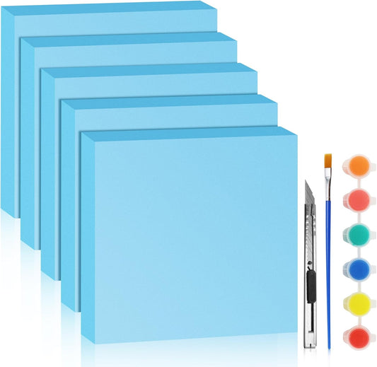 LuckyFoam Blue 5 Pack 12x12x1.5 inch Foam Sheets 1.5 Inch Thick Polystyrene Rectangles XPS Foam Board Craft for Insulating DIY Modeling Art Supplies