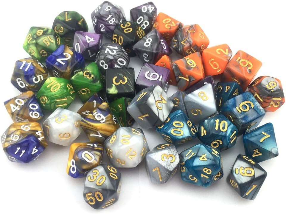SmartDealsPro Double-Colors Polyhedral Dice Sets with Pouches for D&D DND RPG MTG Dungeon and Dragons Table Board Roll Playing Games D4 D6 D8 D10 D% D12 D20 (6-Color Sets)