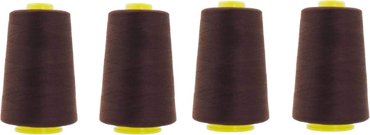 Mandala Crafts 4 Pack of Serger Threads Cones Spools - 40S/2 24000 Yards Polyester Dark Brown Threads for Sergers Machine and Overlock Quilting Sewing Machine