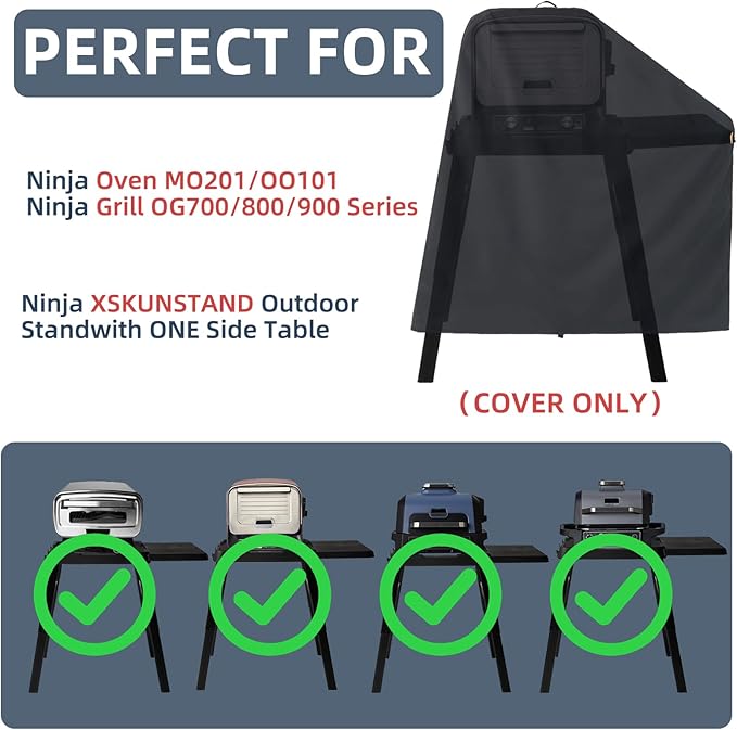 Waterproof Cover for Ninja XSKUNSTAND Outdoor Stand with One Side Table, Outdoor Grill Accessories for Ninja Woodfire Grill (Oven) OG700/800/900/OO100 Series, for Artisan Pizza Oven MO201 (Cover Only)