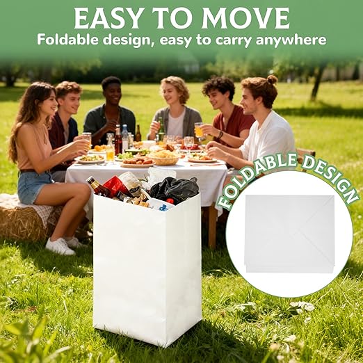 8 Pack 30 Gallon Disposable Trash Cans for Parties, Large Portable Self-Standing Garbage Bins, Foldable Garbage Recycling Boxes, Cardboard Trash Cans for Events and Weddings Outdoor Indoor
