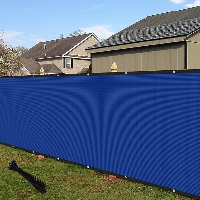 ECOOPTS 4'x226' Privacy Fence Screen Windscreen with Copper Grommets, Fit for Commercial Fence and Residential Garden Outdoor 90% UV Blockage, Cable Zip Ties Included (Blue)