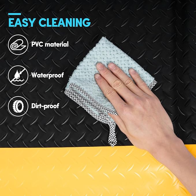2 x 7 FT Anti Fatigue Mats Industrial 15/16 Inch Thick Soft Sponge Ergonomic Mat Durable Heavy Duty Diamond Plate for Standing Non Slip Industrial Grade Floor Mat for Leg & Back Pain