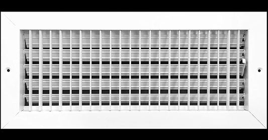 16 inch w x 6 inch h Adjustable AIR Supply Diffuser - HVAC Vent Cover Sidewall or Ceiling - Grille Register - High Airflow - White [Outer Dimensions: 17.75 inch w X 7.75 inch h]