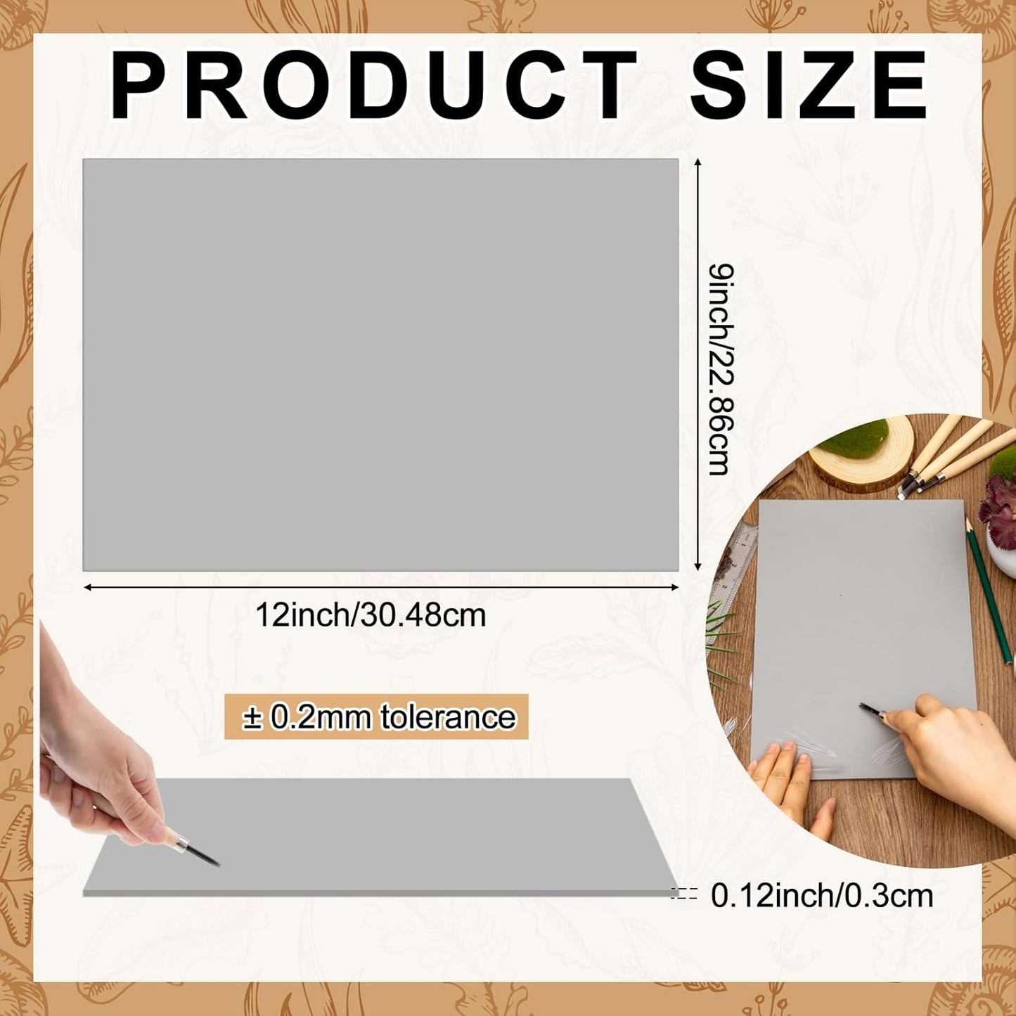 Yeaqee 8 Pcs 9 x 12 Inch Linoleum Block Rubber Carving Block Soft Linocut Blocks Large Linoleum Sheet Unmounted Lino Plates for Engraving Art Project Printmaking Artist Studio Supplies,Gray