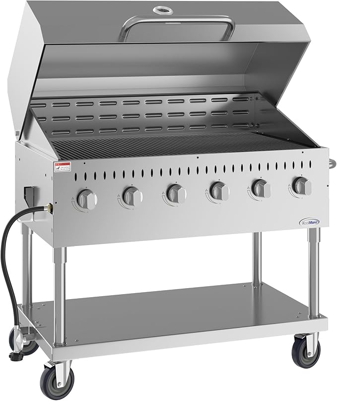 48 in. Commercial Outdoor Propane Gas Grill with Roll Dome Cover, ETL Listed in Stainless-Steel (CGKIT4-48D)