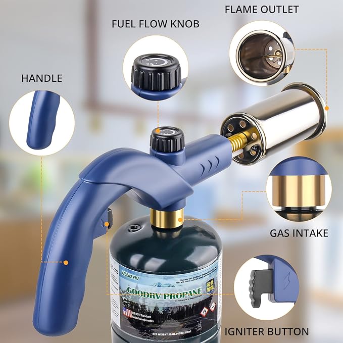 Propane Torch Weed Burner，Weed Torch - Flame Thrower Fire Gun Grill Gun, Blow Torch，Charcoal Lighter Campfire Starter