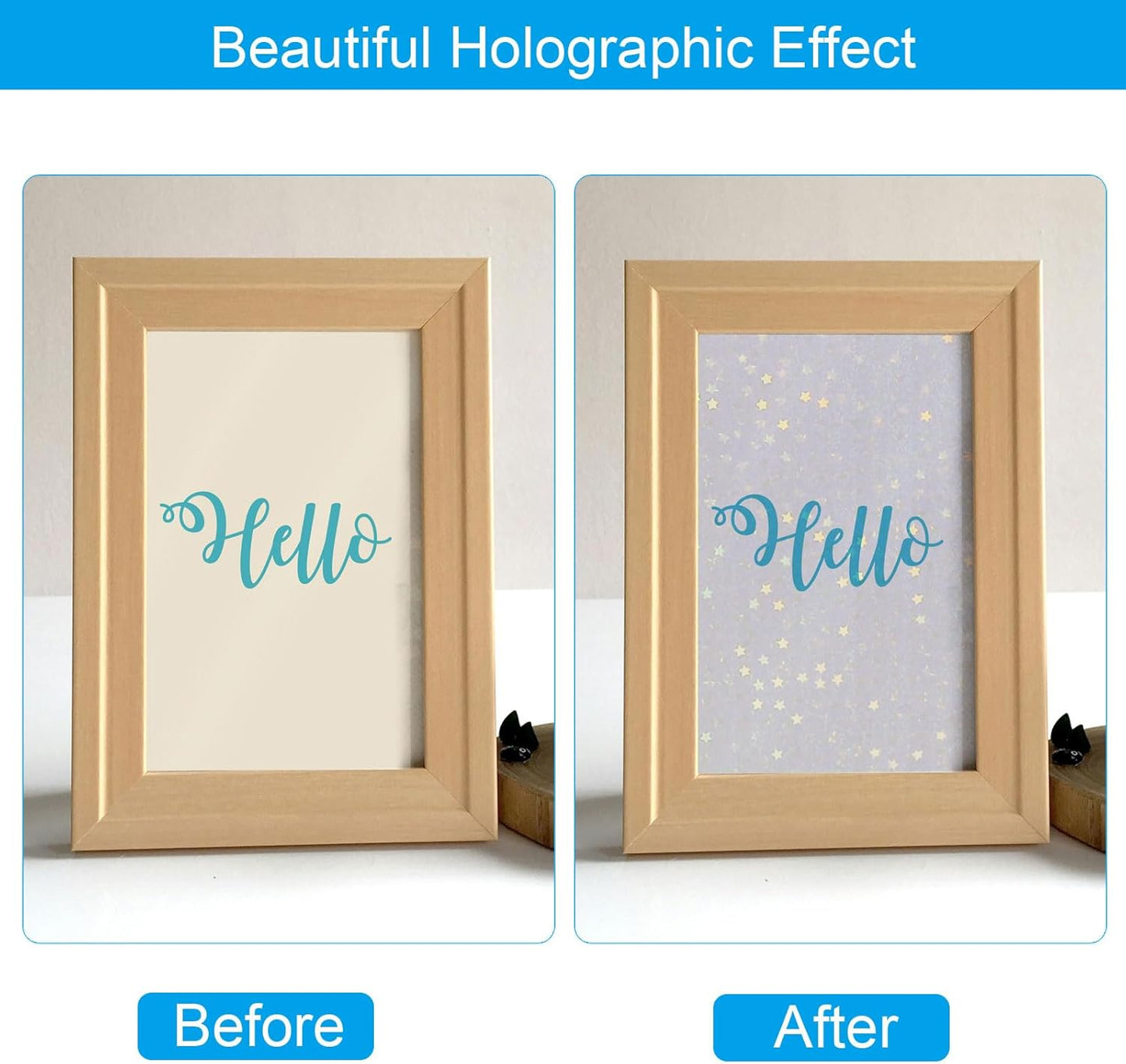 PATIKIL 11.7x8.3" Holographic Sticker Paper, 20Sheets A4 Polypropylene Self-Adhesive Transparent Waterproof Laminate Overlay Film for Photo Cards Scrapbook Decorations, Star