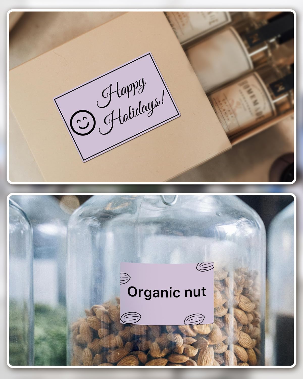 iEager 3" x 2" Thermal Labels, Rectangle Thermal Printer Stickers, Self-Adhesive Durable Sticker with Perforation Line, 500 Labels/Roll, Purple