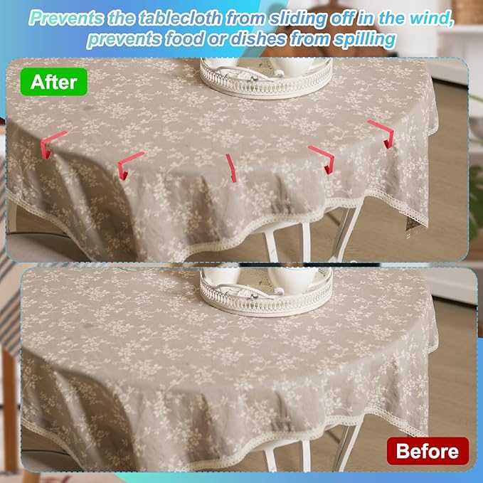 uxcell 4 Pack Tablecloth Clips, Stainless Steel Table Cloth Cover Clamps, 2.95" x 1.77" Windproof Holder Clips for Home Party Picnic Wedding Camping Dining Tables, Black