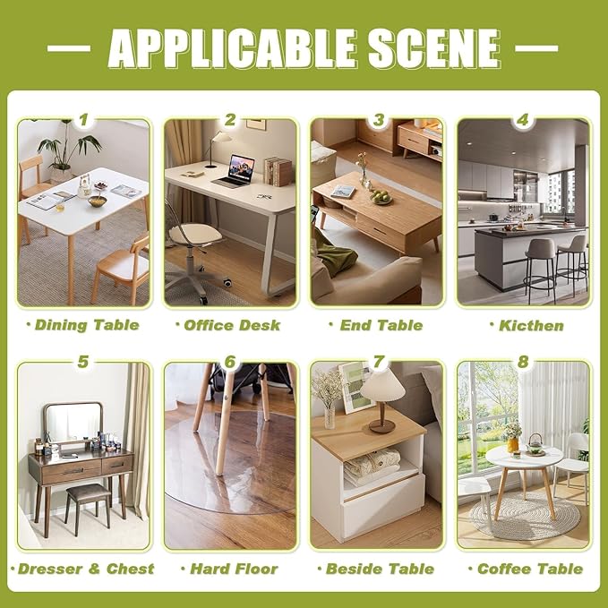 OstepDecor Clear Table Protector 38 x 96 Inch, 2mm Thick Plastic Table Cover, Waterproof PVC Clear Table Cover Protector, Desk Protector Mat, Writing Desk Pad for Desktop, Coffee & Dining Room Table