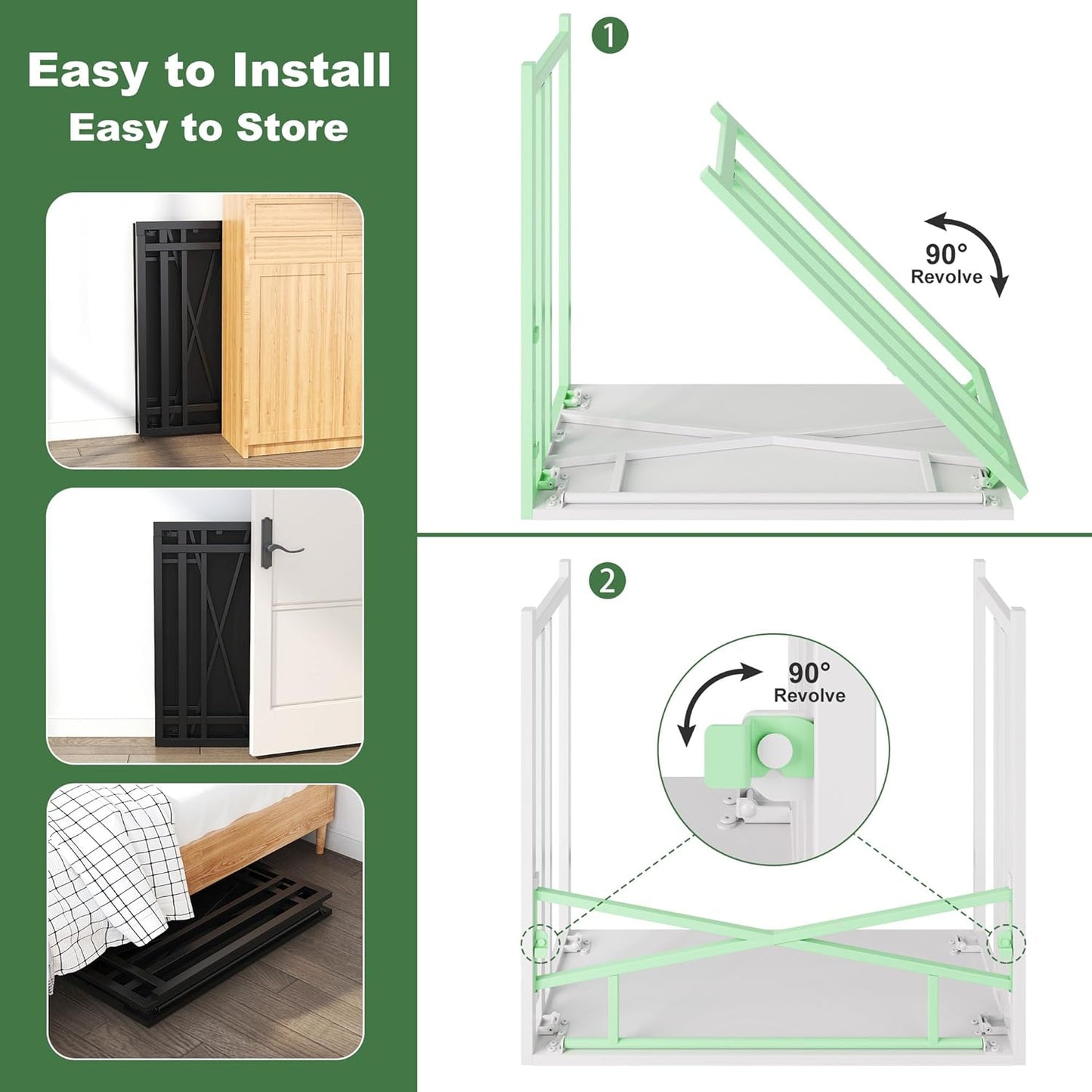 35 inch Folding Small Desk, Writing Gaming Computer Camping Desk for Small Spaces, No Assembly Required Home Office Table, White Marble