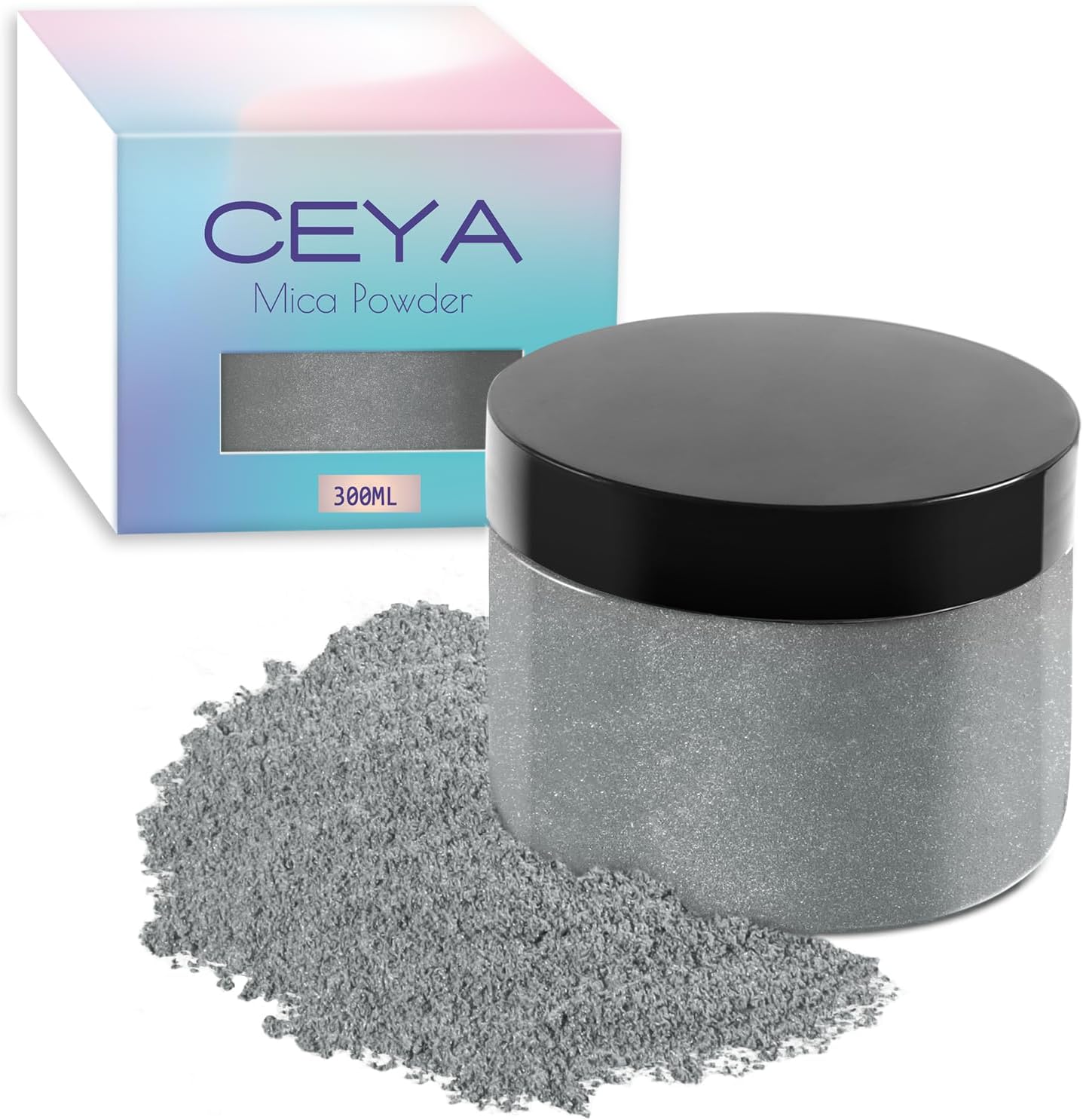 Ceya Mica Powder, 5.3oz/ 150g Silver Grey Pearlescent Effect Colorant Pigment Powder for Epoxy Resin, Tumblers, Slime Bath Bomb, Soap Dye, Slime, Candle, Resin Crafting, Paint, Jewelry, Nail Polish