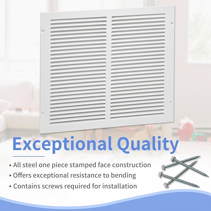 14"W x 14"H [Duct Opening Size] Steel Return Air Grille, Air Return Vent Cover for Ceiling and Sidewall - HVAC Air Vent Covers - [Outer Dimensions: 15.75"W x 15.75"H]