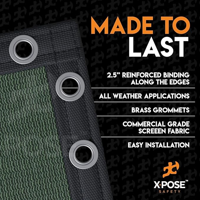 Xpose Safety Privacy Fence Screen 8’ x 50’ (2 Pack) – Heavy Duty Green Mesh with 90% Visibility Block, UV Protection – for Garden, Yard, Nursery, Kennel, Dog Run, Greenhouse