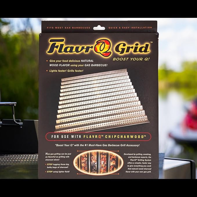 FlavrQ® Grid - Convert Gas Grill to Charcoal in Minutes - 2-Ply Stainless Steel Gas Grill Insert - Simple and Easy to Install - Includes The Grid only