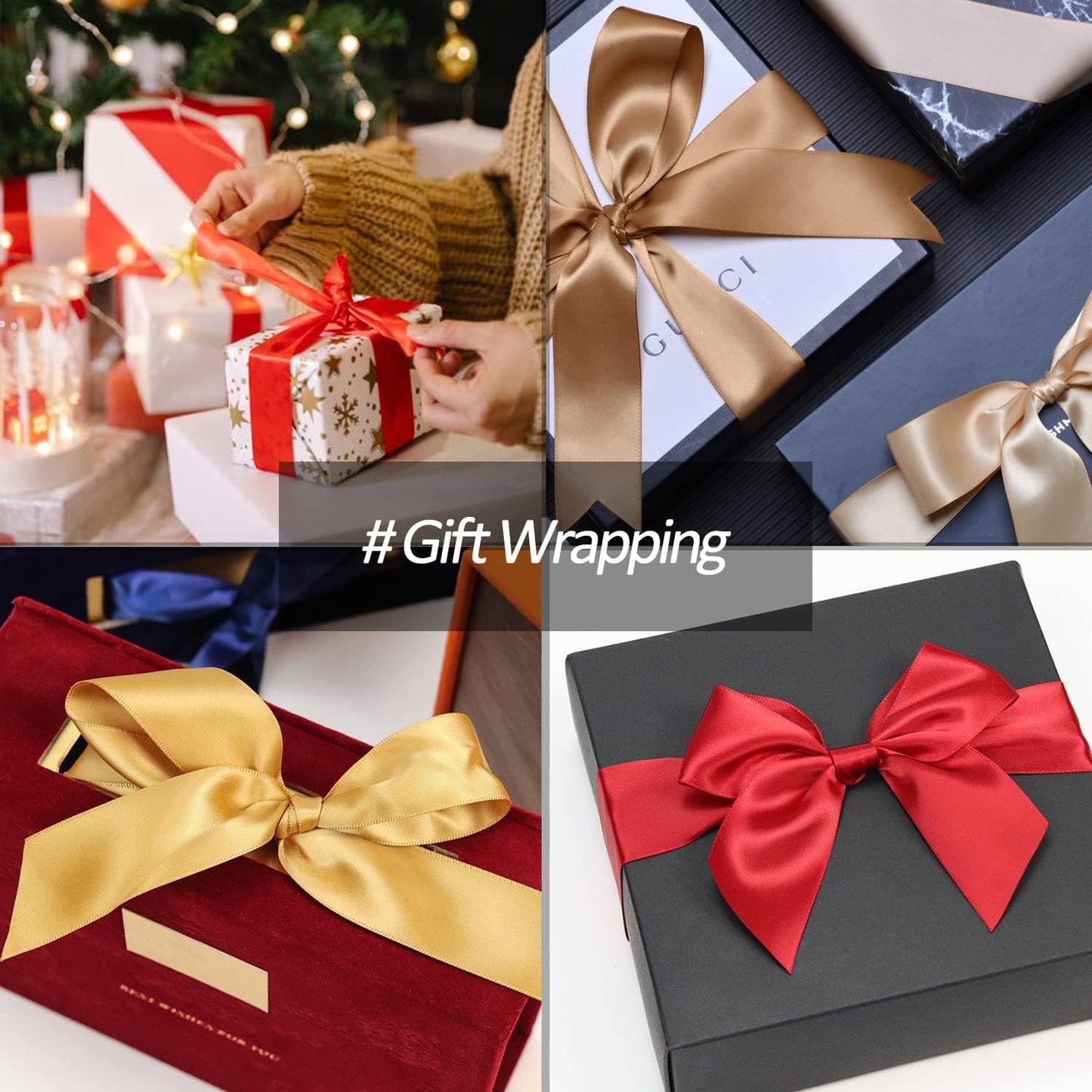 5/8" Wide x 100 Yards Single Face Polyester Satin Ribbon, Satin Ribbon for Crafts, Gift, Hair Bows, Wedding Party Decoration, Bow Making & Other Projects (White)