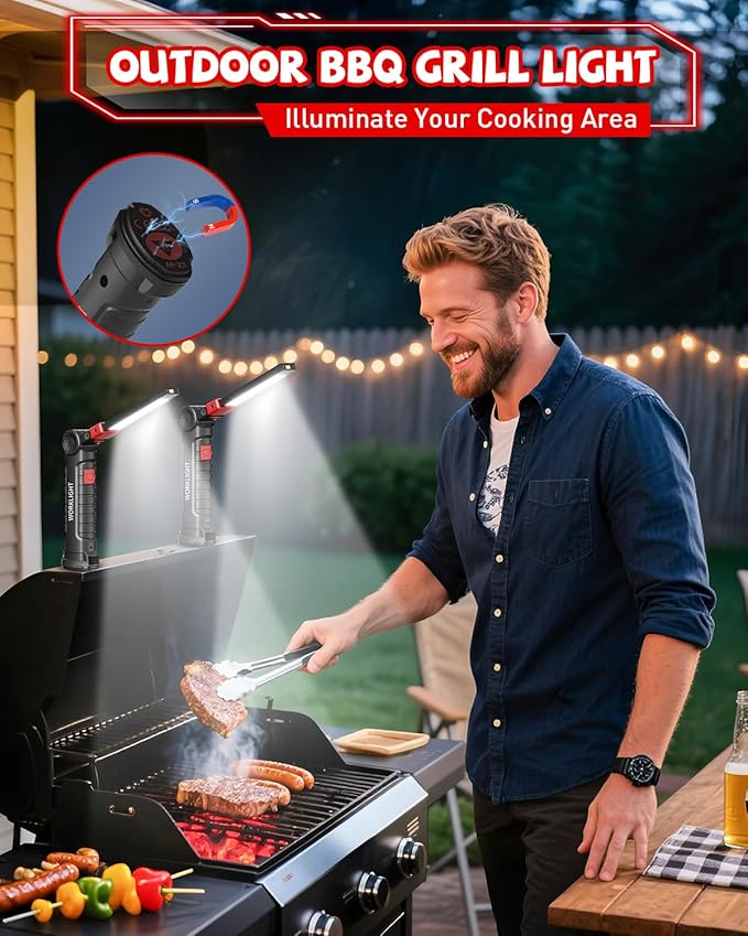 Coquimbo Grill Light, BBQ Grilling Accessories for Outdoor Grill, Rechargeable LED Work Barbecue Light with Magnetic Base and Hook, Stocking Stuffers Gifts for Men Him Adults Dad Husband Boyfriend