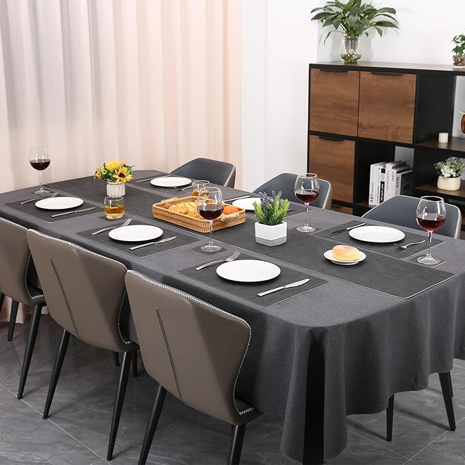 Table Runners 72 Inches Long, Dual-Sided Faux Leather Farmhouse Table Runner Waterproof Heatproof Non-Slip for Living Room Party Home Decor Holiday Decorations(Gray, 12 x 72 Inch)