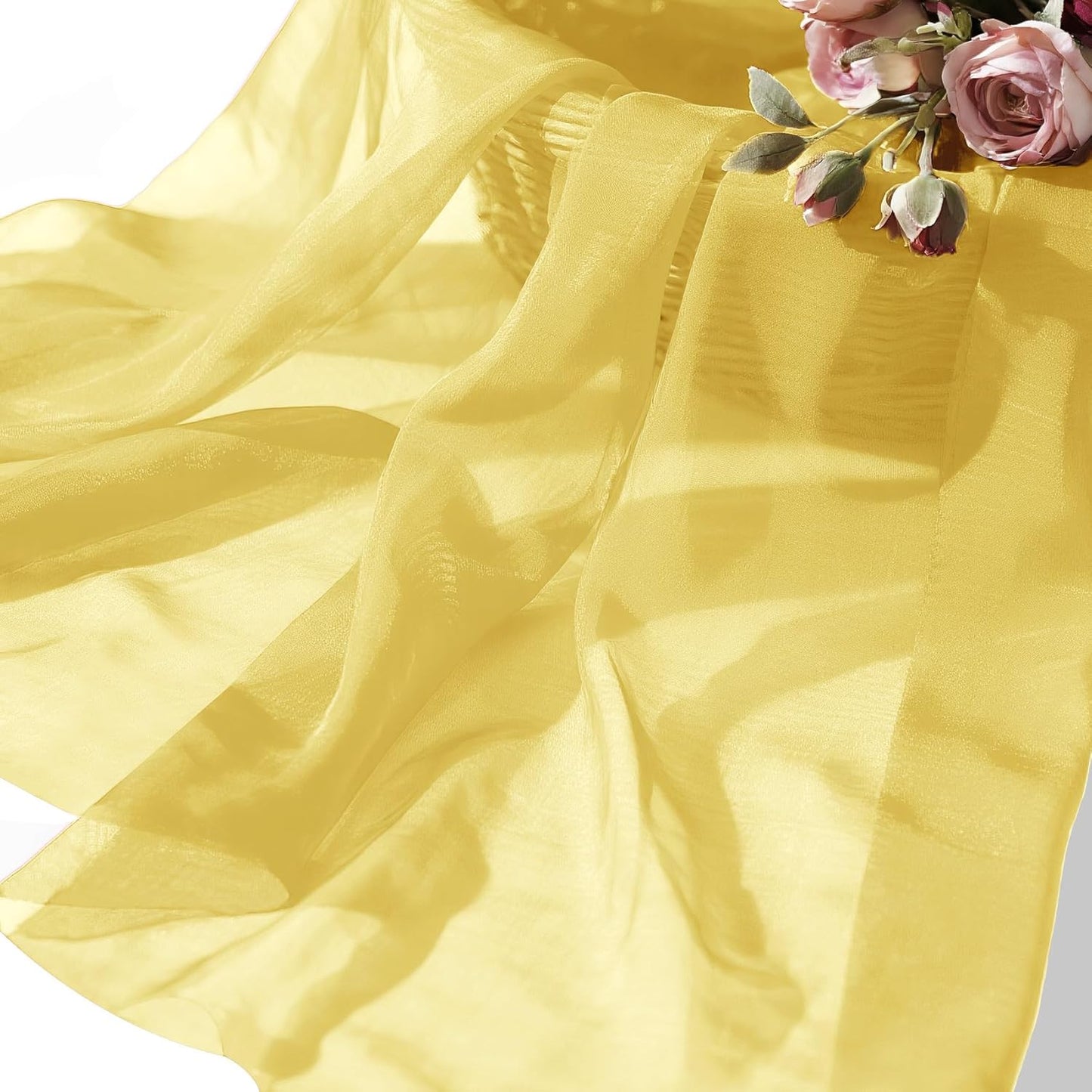 Organza Fabric by The Yard, 60 Inch Wide 3 Yards (9 ft) Long Sheer Fabric for DIY Sewing Projects Wedding Decorations Party Backdrops Curtains (Antique Gold)