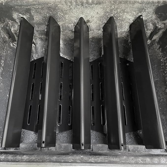 17.5'' Flavorizer Bars and Heat Deflectors Replacement for Weber Genesis 300 Series, Genesis E/S310 E/S320 E/S330 (Front-Mounted Control), Porcelain-enameled Parts for Weber 7620, 7622, 7-Pack