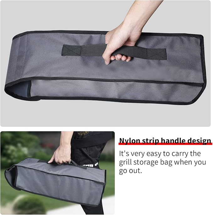 Grill Utensil Accessory Storage Bag Grey Waterproof BBQ Tool Storage Bags Grill Tools Foldable Barbecue Appliance Bracket Bag for Camping Hiking Barbecue（2 Pack）