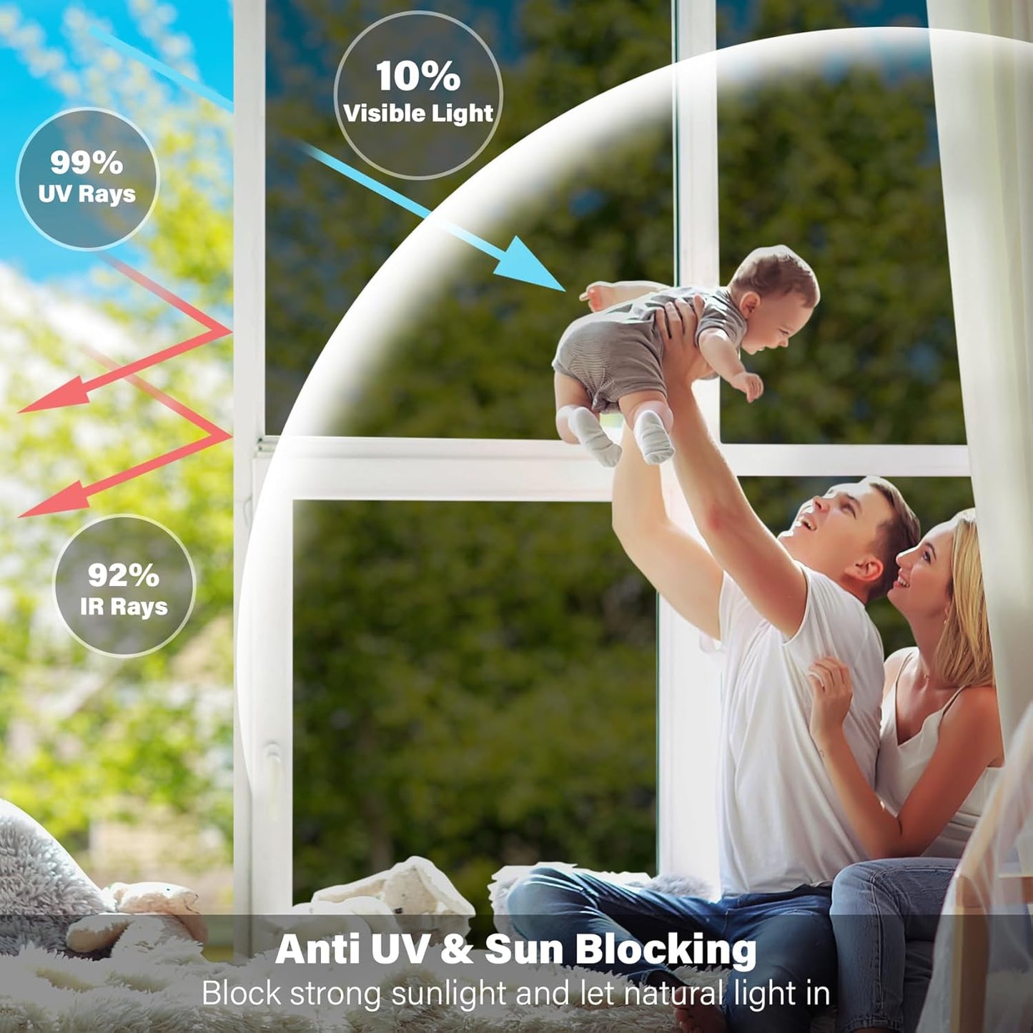 Kromapolis One Way Window Privacy Film Reflective Mirror Home Window Tint, Daytime Privacy Heat Control Anti UV Glass Tinting Static Cling (Black-Silver, 23.6 x 78.7 inch)