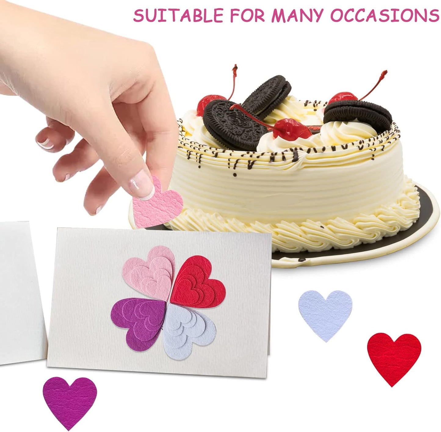 Heart Stickers, Self Adhesive Heart, Felt Decoration for School Bag, Craft Stickers for Scrapbooking Supplies Kit