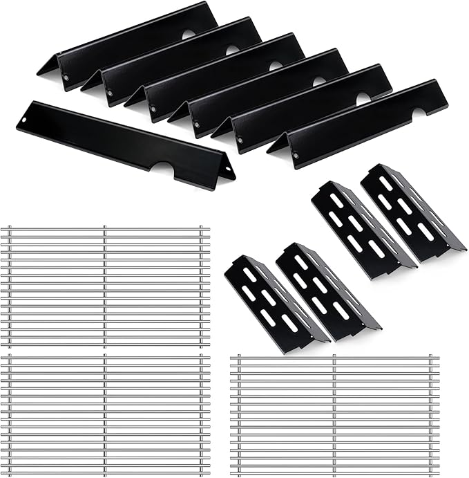 Stainless Steel Genesis II Grill Grates for Weber Genesis 2 Grill Parts Porcelain Enameled Flavorizer Bars Heat Deflector for Weber Genesis II E-410 S-410 II LX E-435 S-435 E-440 S-440 GS4