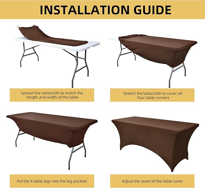 2-Pack 6ft Spandex Table Covers for Rectangle Standard Folding Tables - Wrinkle Resistant Stretch Tablecloths - Ultimate Fitted Table Protector for Parties, Trade Shows, Banquet