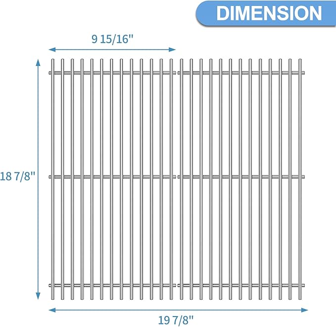 18 7/8" SUS304 9MM Cooking Grates for Weber Genesis II E210 Grill Grates for Weber Genesis II E-210 S-210 Genesis LX E240 S-240, 2-Pack Grill Grate for Weber 60004001 65004001 66801 66094