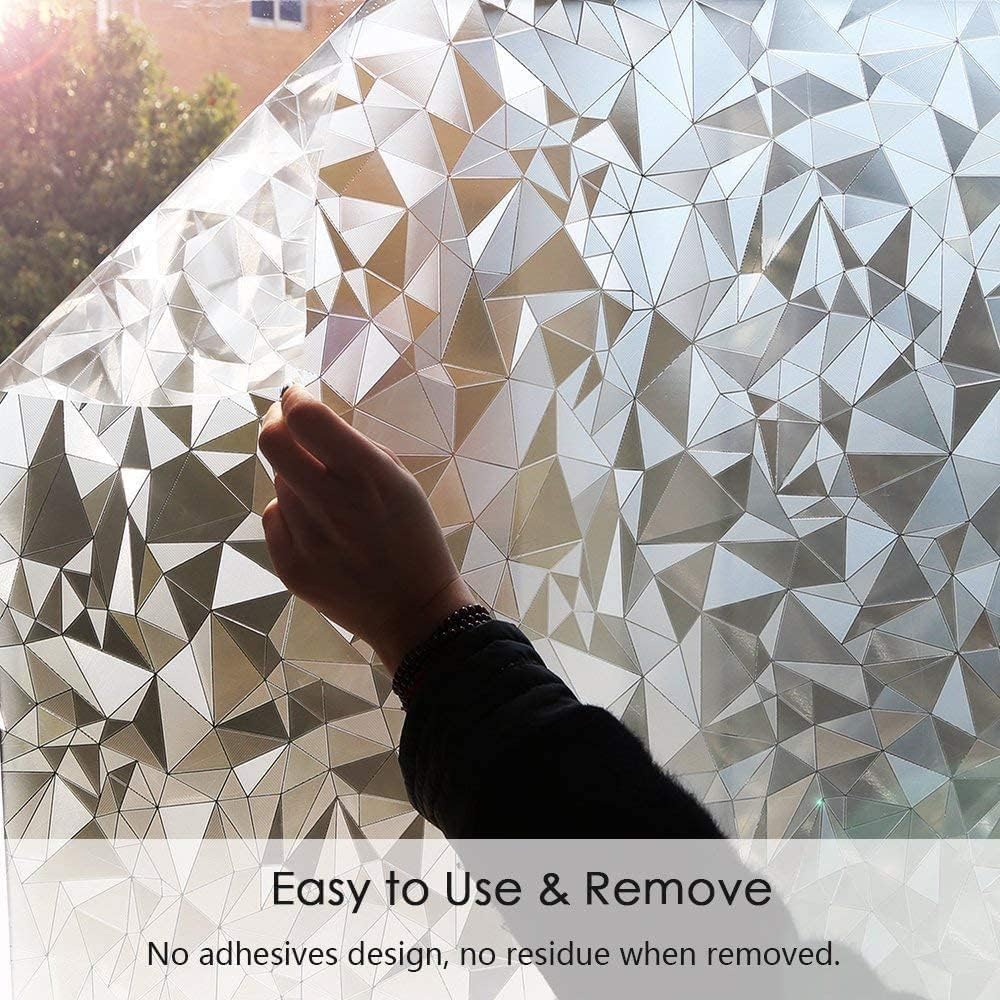 Niviy 3D No Glue Static Cling Window Films Privacy Cut Glass Window Sticker for Bathroom Office Kitchen Window Decor 29.5"x 78.7"