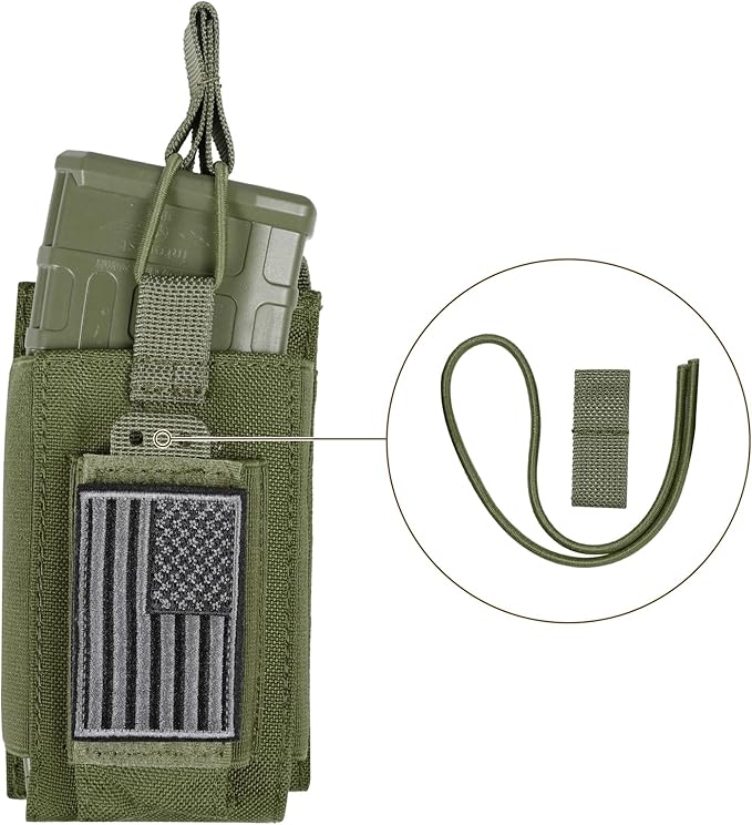 Open-Top Single/Double/Triple Molle Mag Pouch for 5.56mm M4 M16 AK AR Glock M1911 9mm Elastic Rifle Magazines Pistol Mag Pouches Holder Carrier with USA Flag Patch
