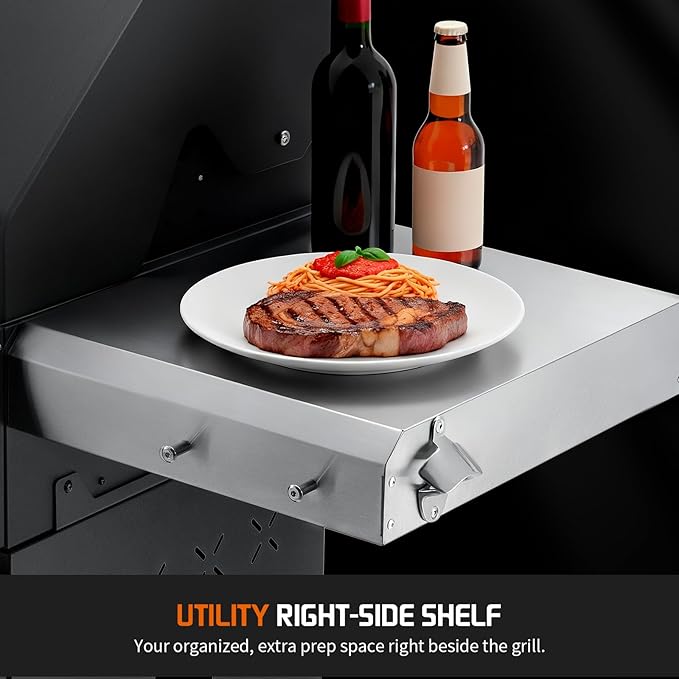 Propane Gas Grill, 5+1 Stainless Steel Barbecue Grill with Infrared Side Burner for Outdoor Cooking