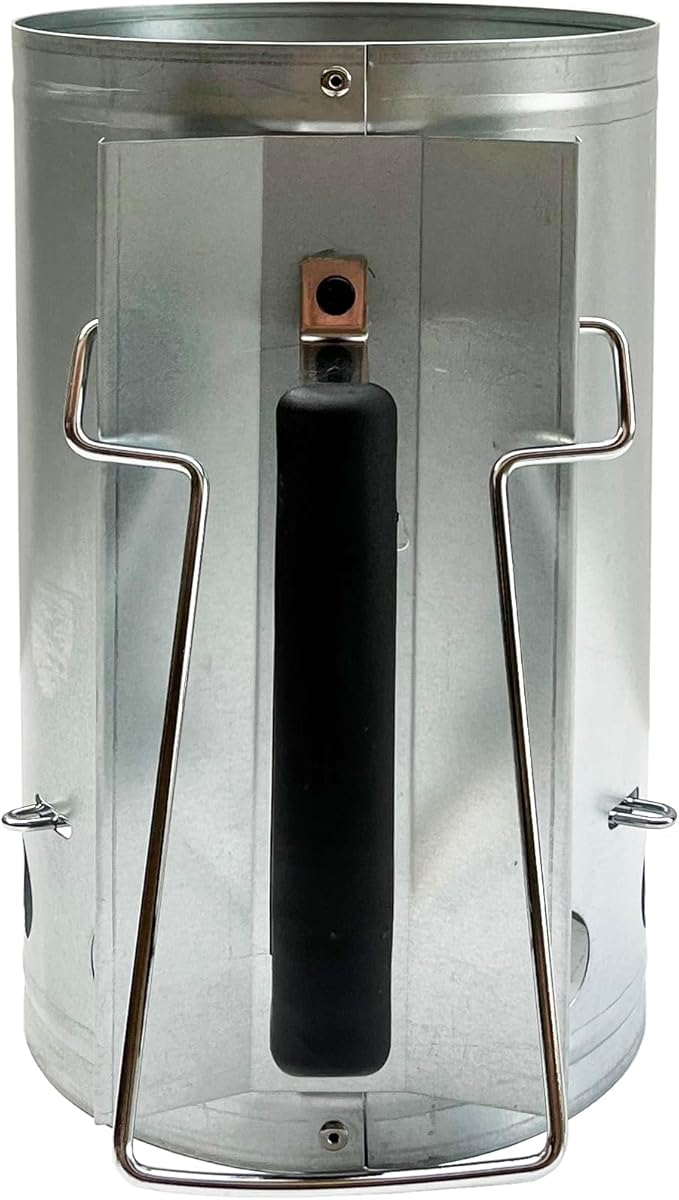 7.5X12inch XL Charcoal Chimney Starter with Electroplated Handle, Durable Fire Starter with Large Capacity Rapidfire Chimney Starter, Tilted Handle Design for Safe