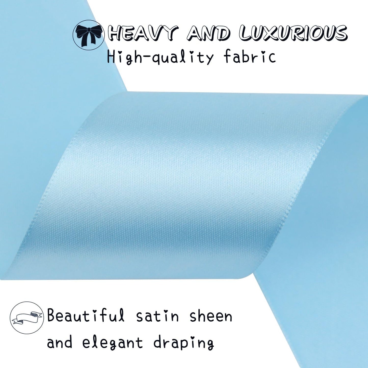 Sky Blue Solid Satin Ribbon 2 Inch 25 Yards Solid Polyester Fabric Ribbon for Gift Wrapping Wedding Christmas Baby Shower Birthday Party Decoration Handmade Immortal Flower Craft