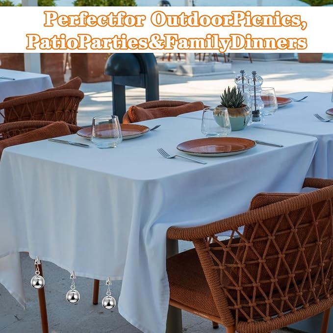 12 Pcs Heavy Duty Tablecloth Weights Spherical Stainless Steel Balls with Clips for Outdoor Tables, Curtains, Flags