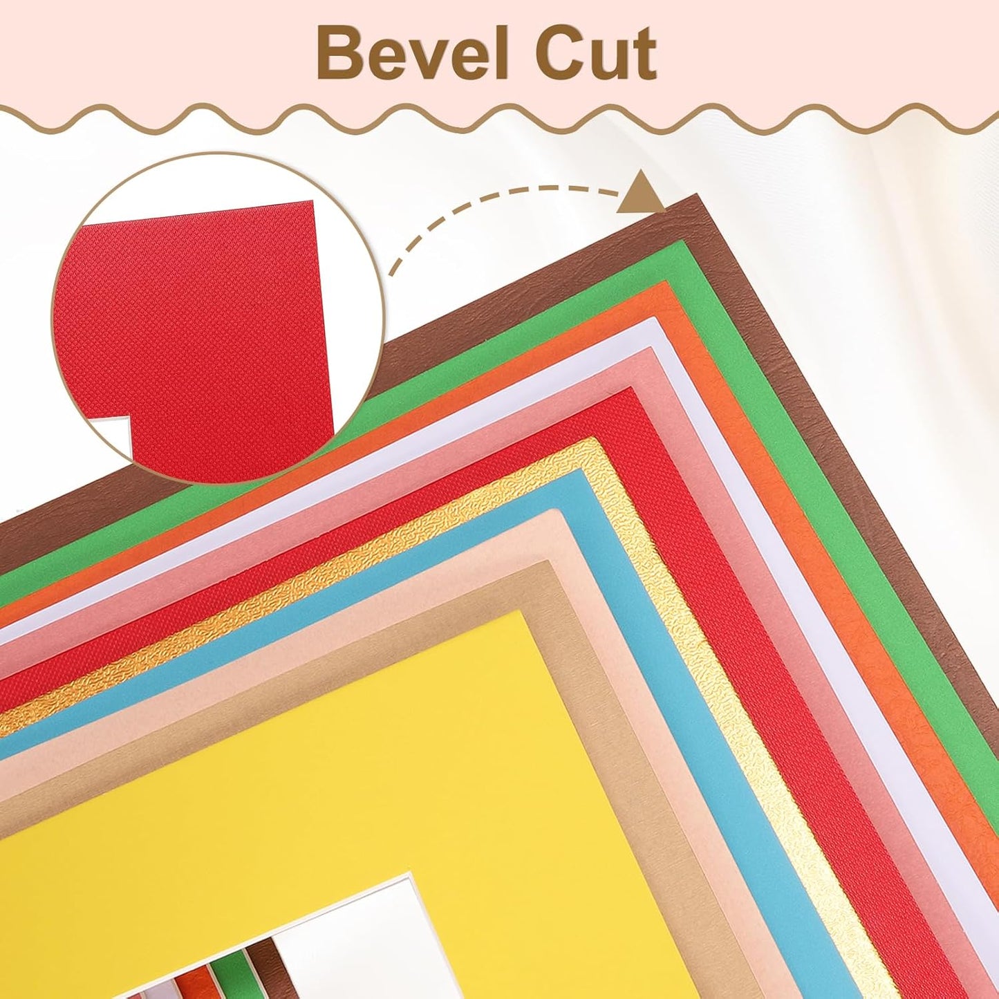 Picture Mats, 8 x 10 for 5 x 7 Pictures Acid Free White Core Bevel Cut Frame Mattes for Display Art Measuring, Red