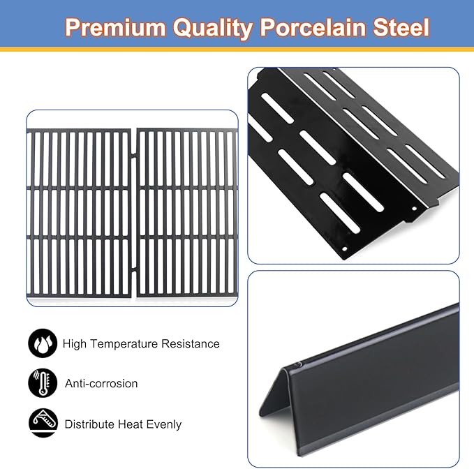 Grill Parts Replacement for Weber Genesis 300 Series, E310, S310, E320, E330, S330, EP310, EP320, EP330 Grill with Front-Mounted Control Panel, 7520, 7524, 62752, 65505, Black