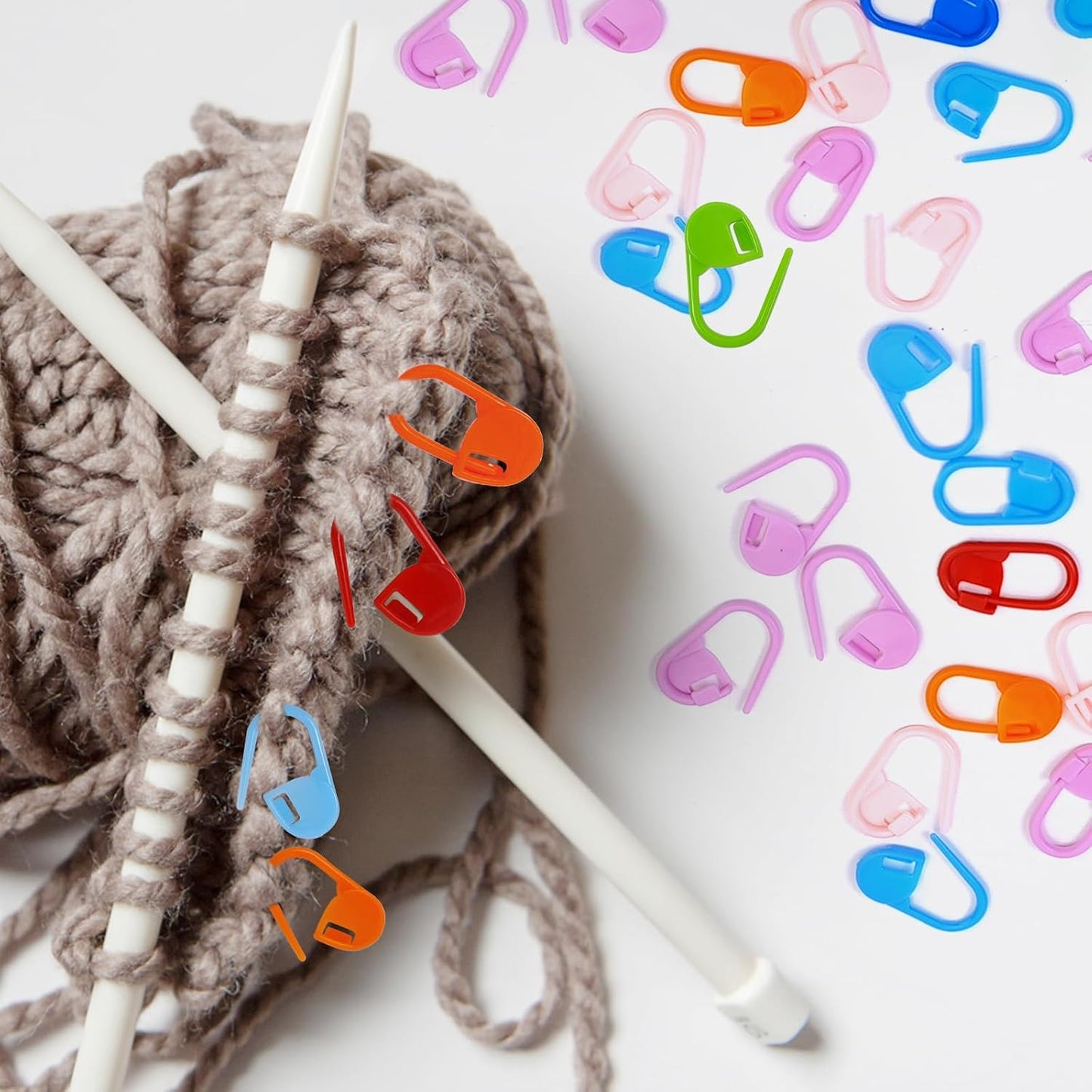 150 PCS Locking Stitch Markers for Knitting, Colorful Plastic Crochet Clips and Knitting Accessories with 10-Compartment Storage Box, Crochet Supplies and Yarn Markers for Craft Projects
