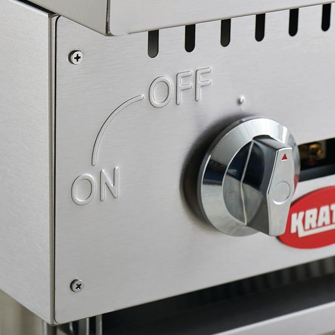 Kratos 15" Wide Commercial Countertop Griddle, Gas Hot Plate for Restaurants, Manual Control, 1 Burner, Compact Space Saving Gas Girddle, Powerful 30,000 BTU Output (29Y-176)