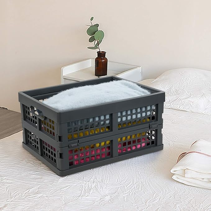 15 Liter Collapsible Crates, Plastic Folding Basket Bins Set of 3